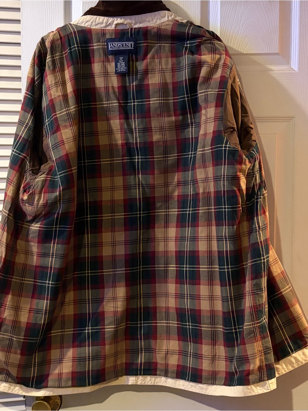 VTG Lands End Chore Jacket Mens XL Tall Tan Cotton Canvas Plaid Lined Gorpcore - Picture 12 of 15
